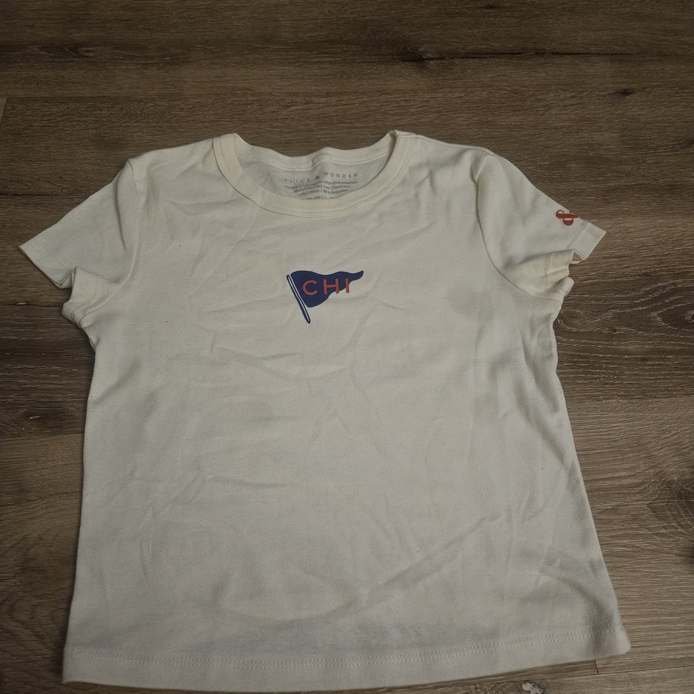 White Crop Top with Flag Design